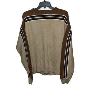 Troy Hill Men’s Sweater Pullover Beige Brown Soft Round Collar Med Weight Sz M